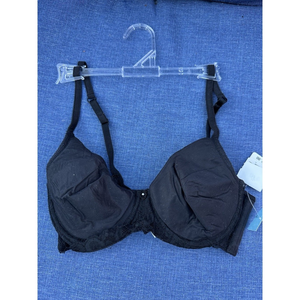 Parisa by Amir Vintage Y2K Black Underwire floral bra  34A NWT